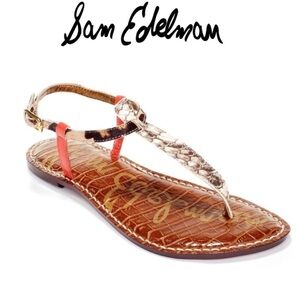 Sam Edelman gigi leopard print calf hair T-strap sandals size 10 leather upper